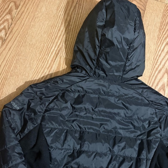 Spyder Black Quilted Puffer Jacket with Hood Size Medium - Picture 7 of 7